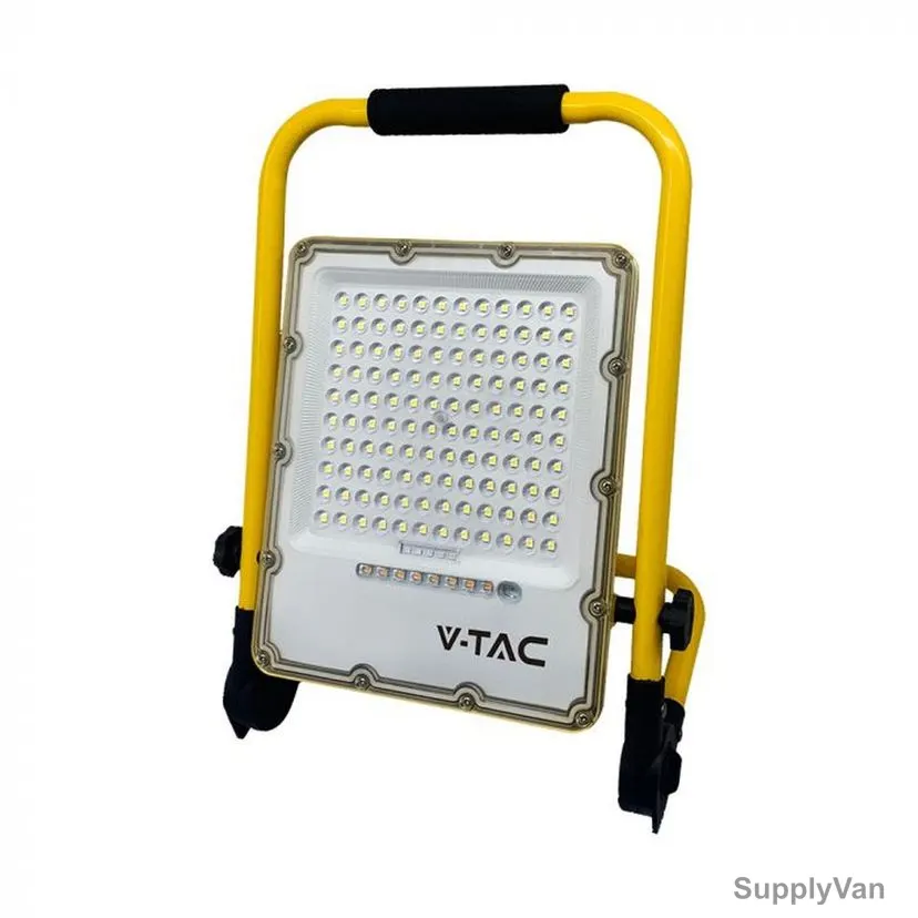 V-Tac LED Rechargeable Flood Light, VT-48300, IP65, 100W, 1200 LM, 6500K