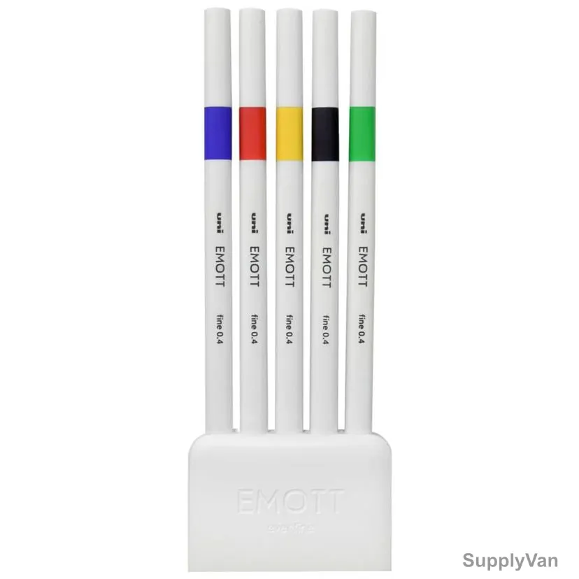 Uni-Ball Emott Vivid Color Fineliner Pen, PEM-SY01-05C, 0.4MM Tip Size, Assorted Colors, 5 Pcs/Set