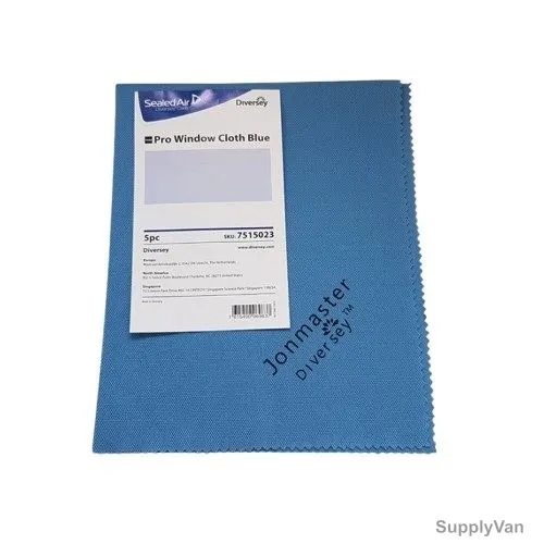 Taski Pro Window Cleaning Cloth, 7515023, Microfiber, 40CM Width x 50CM Length, Blue, 5 Pcs/Pack