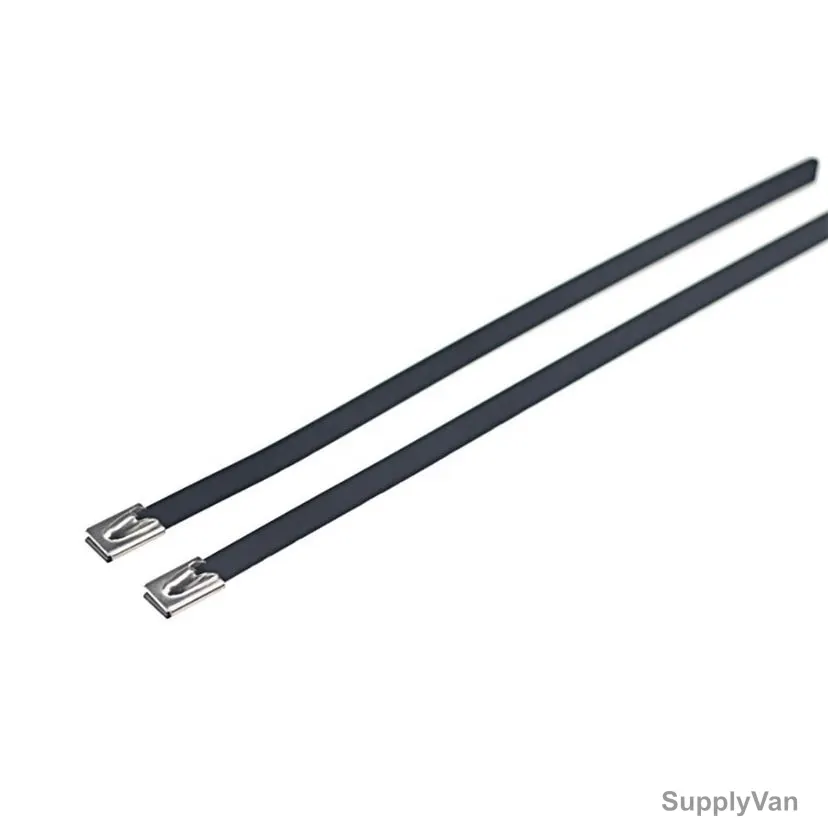 PVC Coated Cable Tie, Stainless Steel, 4.6MM Width x 200MM Length, 100 Pcs/Pack — image 1