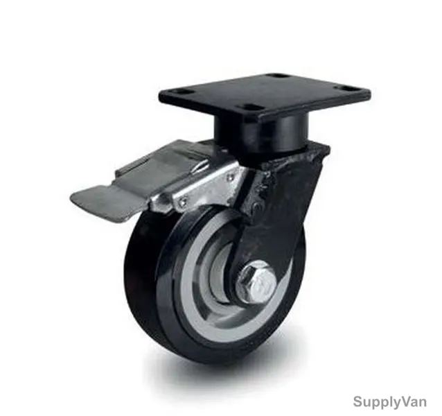 NSF Germany Brake Plate Caster, 6-423P400, Heavy Duty, 15CM, 1000KG