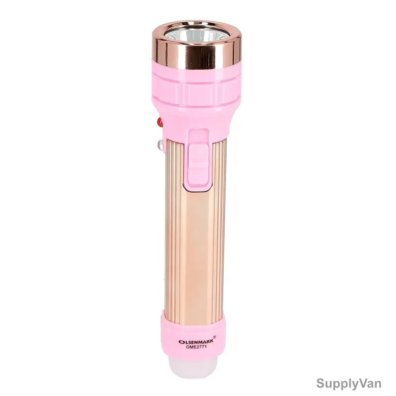 Olsenmark Rechargeable LED Emergency Light, OME2771, 3.7V, 1200mAh, Pink/Gold