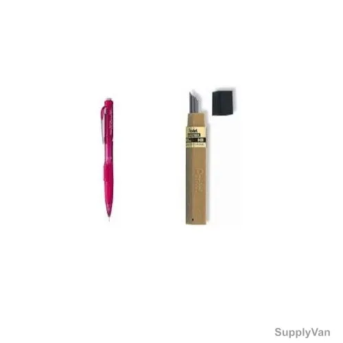 Pentel Twist Eraser Click Mechanical Pencil With Lead, PEP-PACK-073, 0.7MM, Pink, 2 Pcs/Set