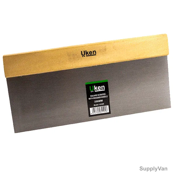 Uken Scrapper With Wooden Handle, U1209, Steel, 8 Inch