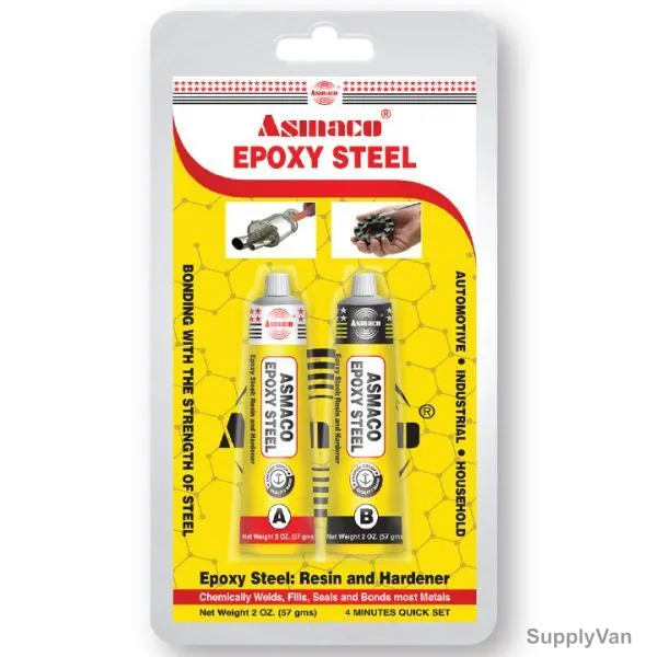 Asmaco Epoxy Steel Adhesive, 2 x 28.5GM, 12 Pcs/Carton