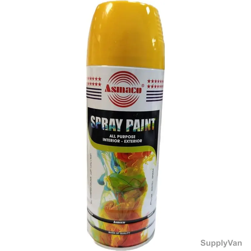 Asmaco All Purpose Interior and Exterior Spray Paint, 3270, 400ML, Yellow