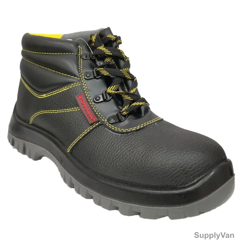 Workman High Ankle Safety Shoes, LZ-10, Leather, Size40, Yellow/Black — image 1