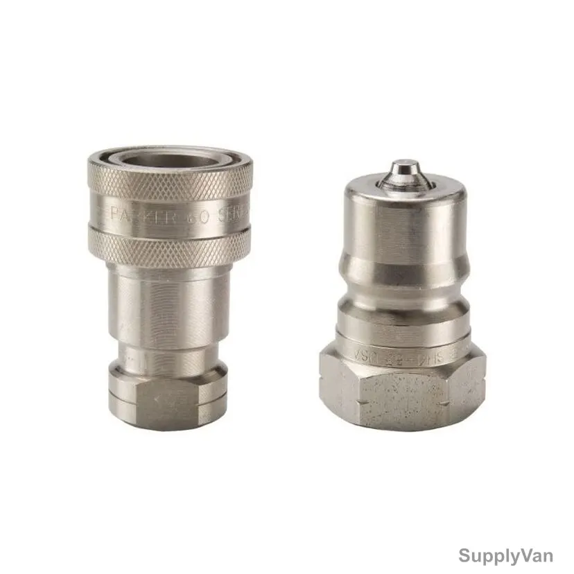 Parker Hydraulic Quick Connect Coupling With SH2-63 Nipple, SH2-62, 303 Stainless Steel, 1/4 Inch