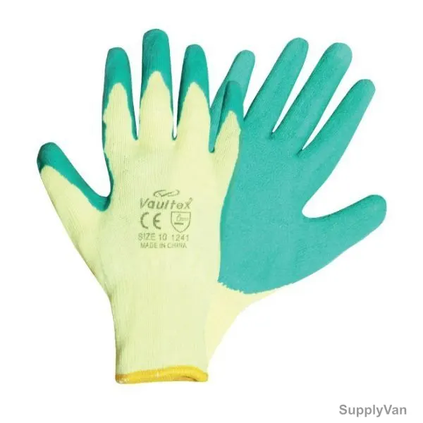 Vaultex Latex Coated Gloves, YGL, Size10, Green, PK12