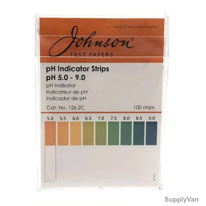 Johnson pH Indicator Non-Bleeding Test Strip, 126.2C, J-pHix, 5.0 to 9.0 pH, 100 Strips/Pack
