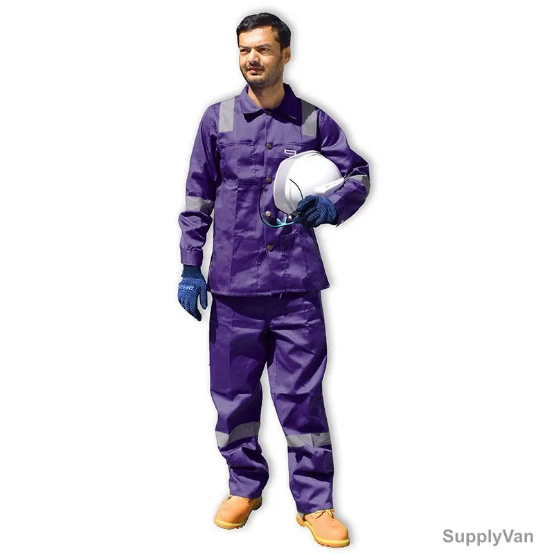 Ameriza Safety Pant and Shirt With Reflective Tapes, Chief PS Tapes, 100% Twill Cotton, S, Navy Blue