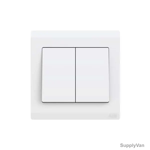 Abb Electrical Switch, BL102, Inora, 2 Gang, 1 Way, 10AX, White — image 1