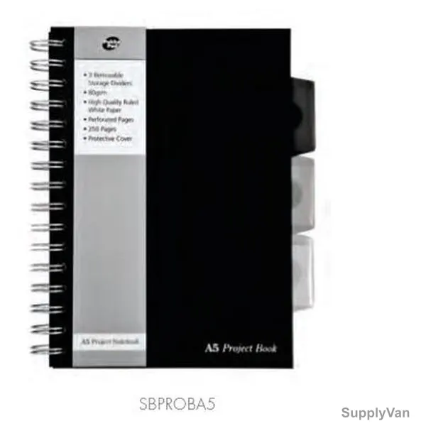 Pukka Project Book, SBPROBA5, 250 Pages, Black