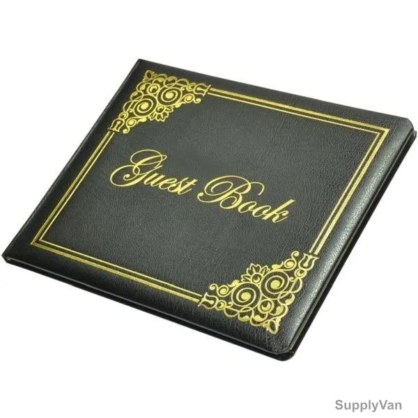 FIS Bonded Leather Cover Guest Book, FSCLGBBOBK, 260 x 215MM, 64 Pages, Black