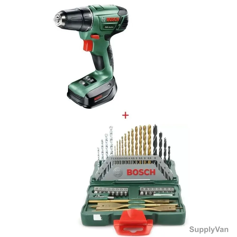 Bosch Cordless Drill Driver PSR-14.4-LI W/ 40 Piece X-Line Titanium Set