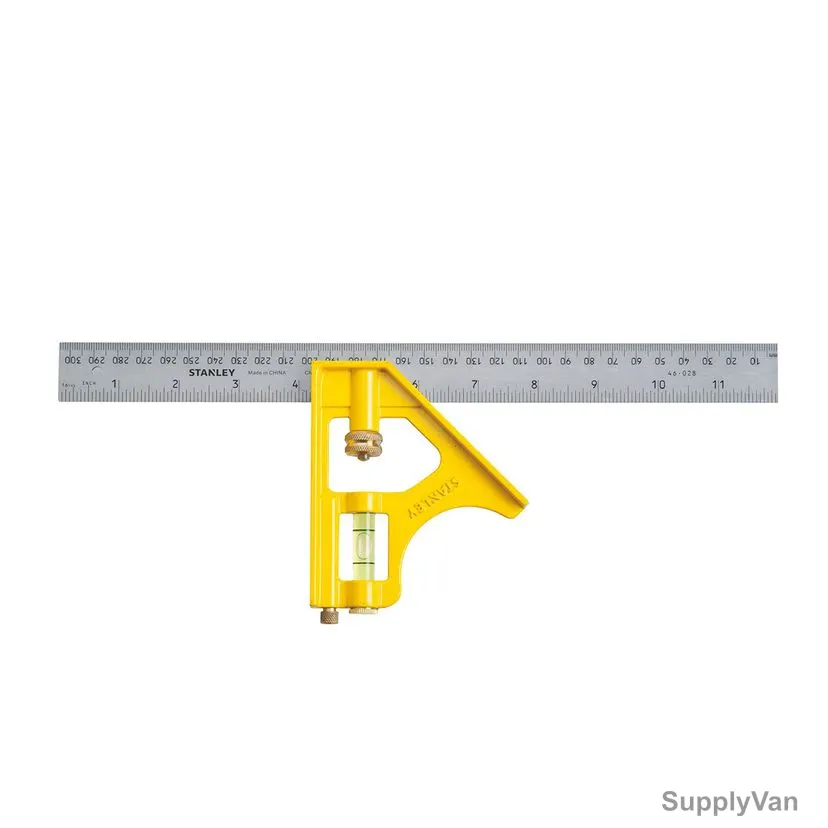 Stanley English Metric Combination Square, 46-028, 12 Inch Blade Length, Silver/Yellow — image 1