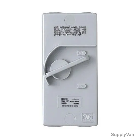 Mk Four Pole Waterproof Isolator Switch, M4422-22, 240-415V, IP66, 63A, Grey