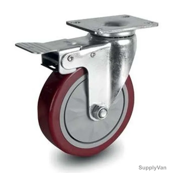 NSF Germany Brake Plate Caster, 078125, Medium Duty, 12.5CM, 100KG