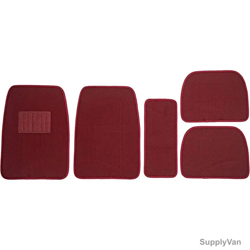 Flak Car Floor Mat Set, Maroon, 5 Pcs/Set