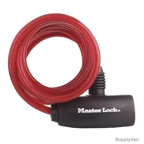 Master Lock Keyed Cable Lock, 8127EURTRI, Vinyl and Steel, 1.8 Mtrs x 8MM, Red