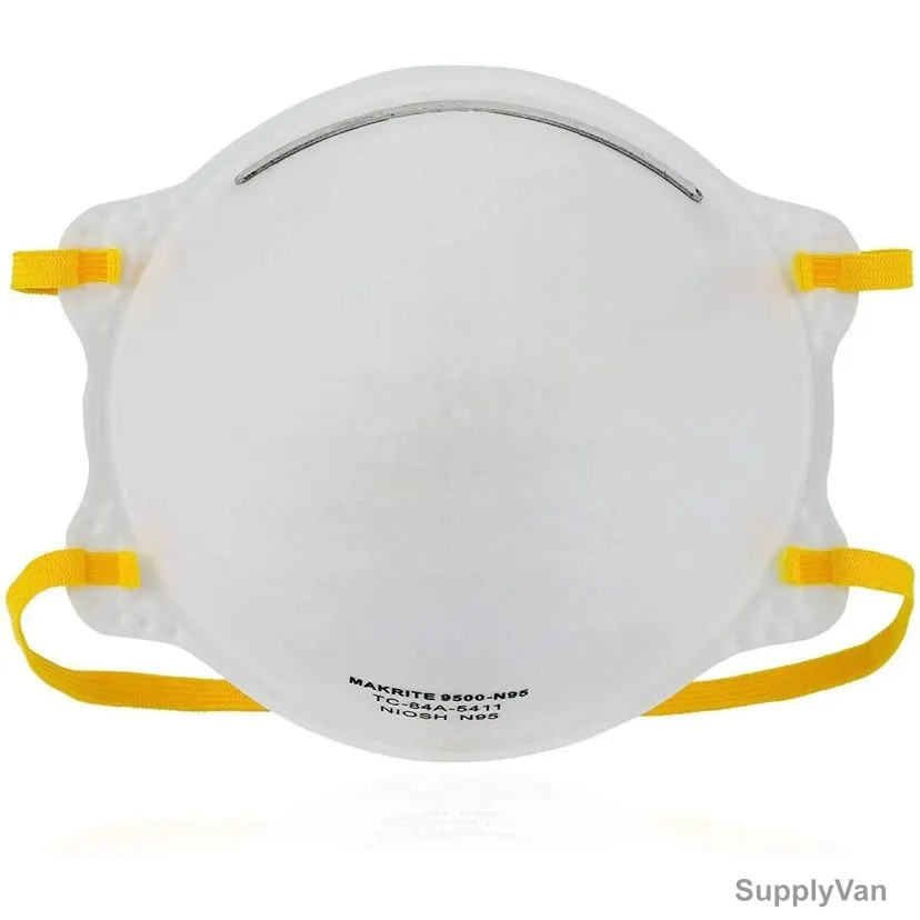 Makrite Disposable Respirator Mask, 9500-N95, Comfort Series, Polypropylene, M/L, White, 20 Pcs/Pack — image 1