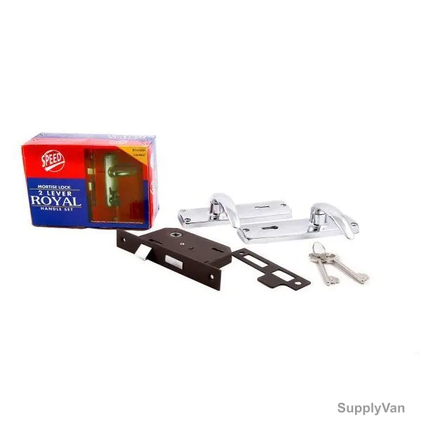Royal Door Handle and Lock Set, SH-LK-RLS, Metal and Brass, Silver and Brown