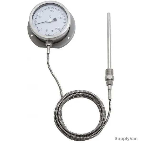Calcon Gas Filled Capillary Type Thermometer, TG18C, 100MMx3 Mtrs, 0-200 Deg. C