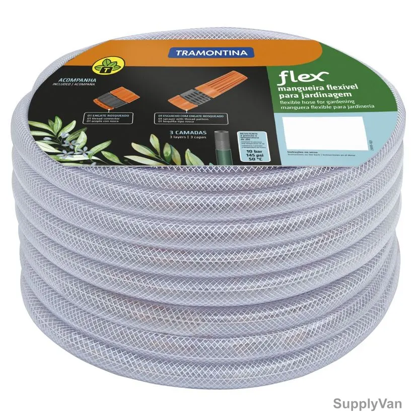 Tramontina Garden Hose, 79182206, Flex Series, 3 Layer, 20 Mtrs Length, White