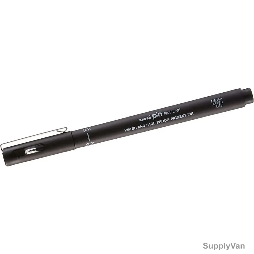 Uni-Ball Fine Line Marker, PIN200-02-BK, 0.2MM Tip, Black, 12 Pcs/Pack