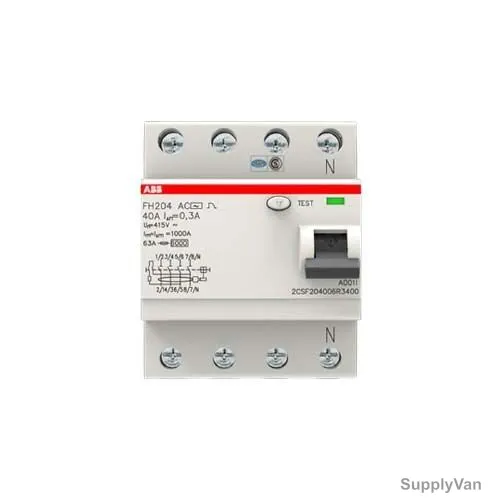 ABB Residual Current Circuit Breaker, FH204-AC-40-0-3, 4 Pole, 300mA, 40A — image 1