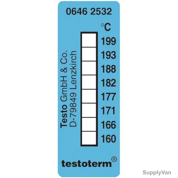 Testo Temperature Strip, 0646-2532, 50 x 18MM, 161 to 204 Deg.C, Blue, 10 Pcs/Pack — image 1