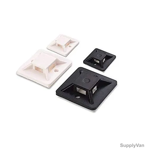 Cable Tie Mounting Pad, Four-Way, Adhesive Backed, 19MM, Natural and Black, PK100