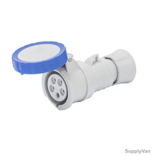 Gewiss Straight Connector, GW62037H, IP66, 16A, 3P+N+E, White-Blue