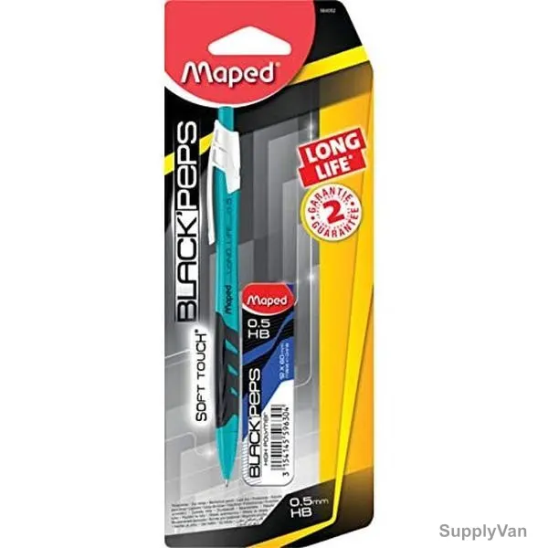 Maped Long Life Mechanical Pencil With Lead, MD-564052, 0.5MM Tip Size, Blue, 2 Pcs/Set