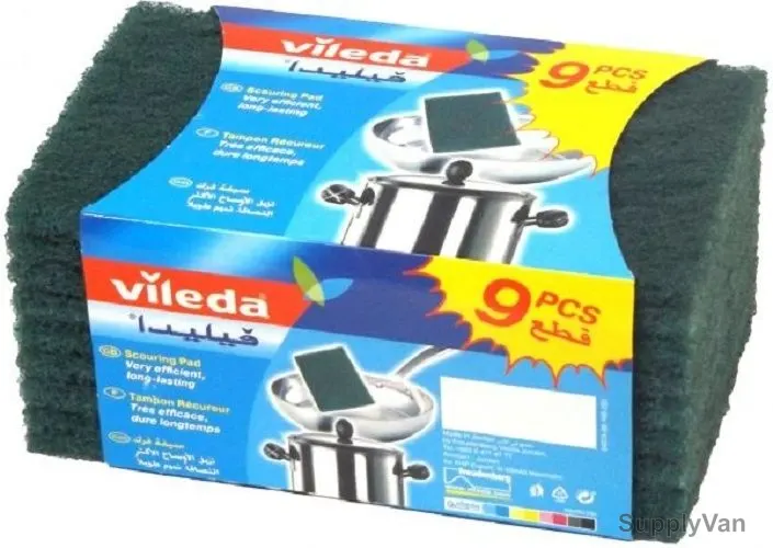 Vileda Handy Dish Washing Scouring Pad, VLSC115290, Foam, Green, PK9