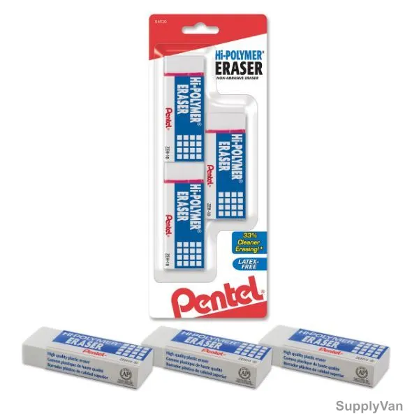 Pentel Eraser, PE-ZETH07B-WE, Hi-Polymer, White, 36 Pcs/Pack