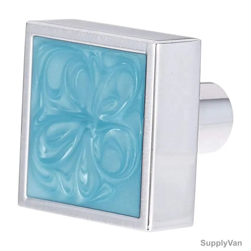 ACS Drawer Knob, DE599-CP-AZURE-KNOB, Chrome and Sky Blue
