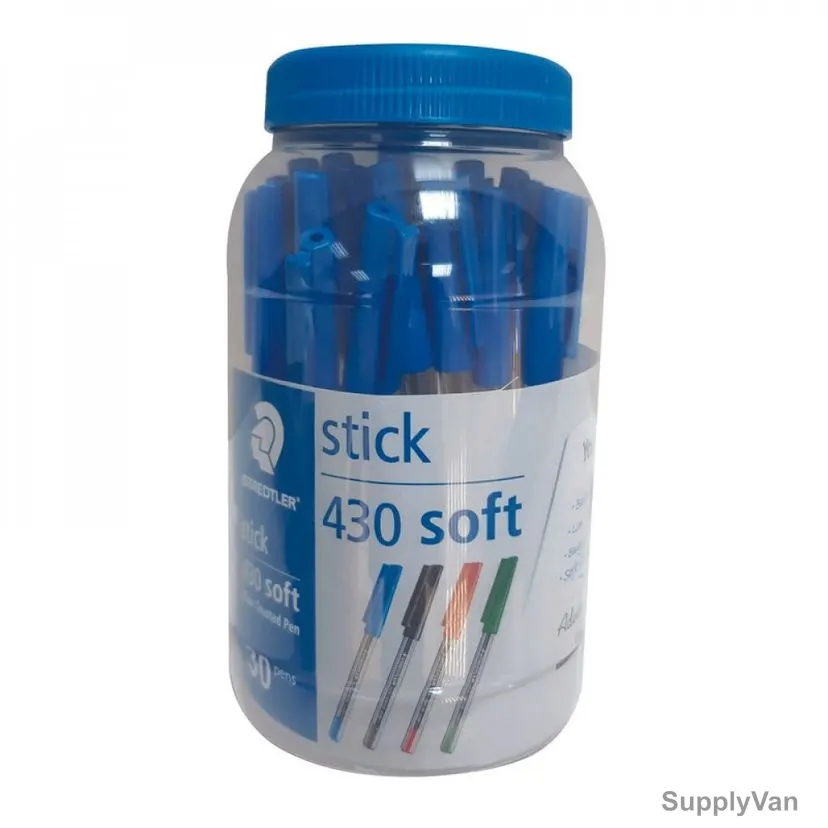 Staedtler Ball Point Pen In Jar, ST-430M-JAR30, 1.0MM Tip, Blue, 30 Pcs/Pack