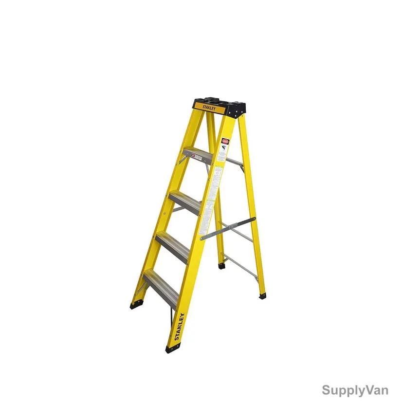 Stanley Step Ladder, SXLDFG-004, Fiberglass, 4 Steps, 150 Kg Loading Capacity
