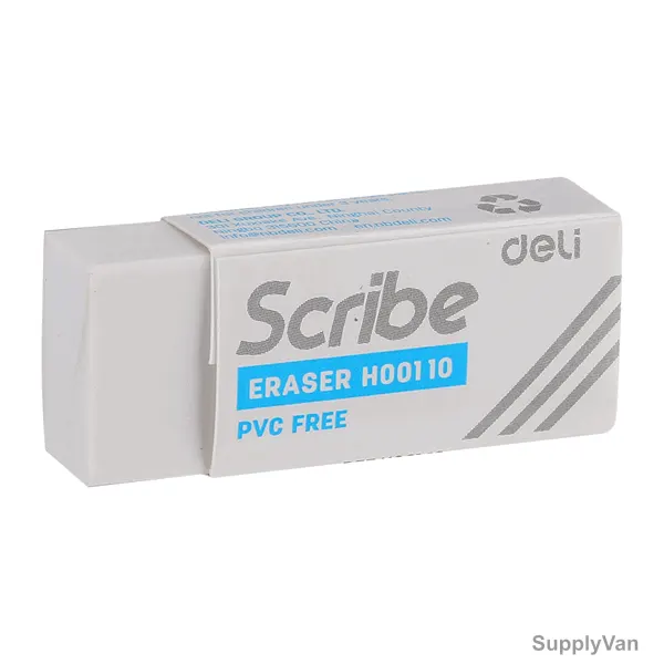 Deli Scribe Eraser, EH00110, TPR, White, 30 Pcs/Pack