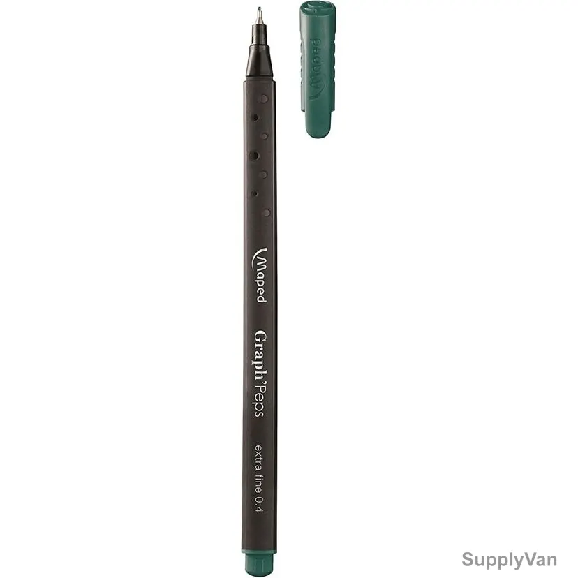 Maped Fineliner Pen, MD-749119, GraphPeps, 0.4MM Tip, Green Forest, 12 Pcs/Pack