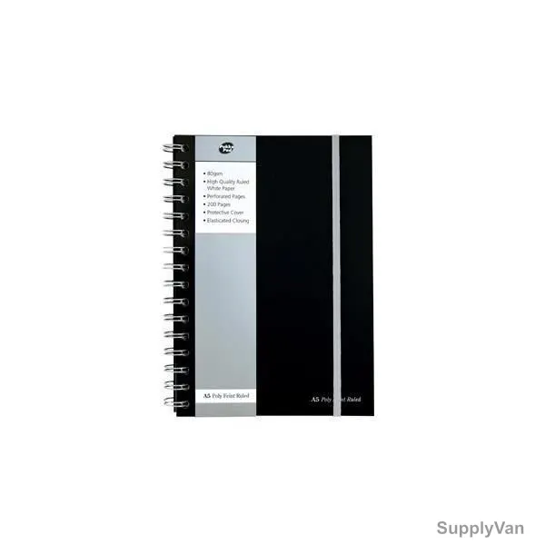Pukka Wiro Elasticated Jotta Pad, SBJPOLYA5, A4, 80 gsm, 160 Pages, Black