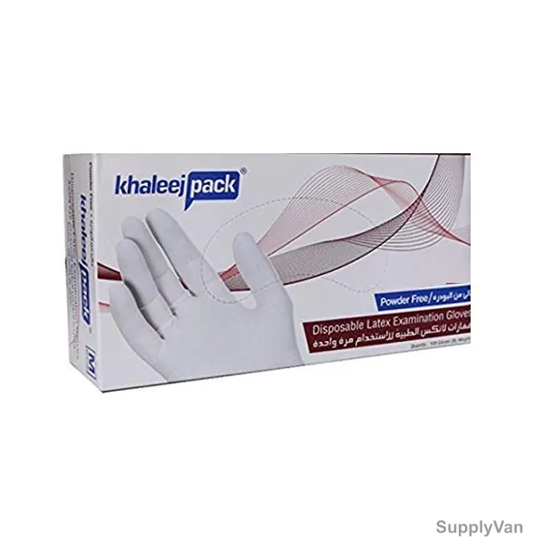 Khaleej Pack Disposable Latex Examination Gloves, LG-PFS, Powder Free, Small, White, 100 Pcs/Pack
