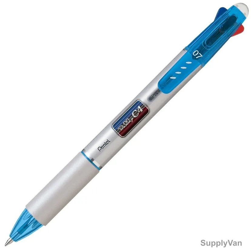 Pentel 4 In 1 Ball Point Pen, PE-BPC47S, 0.7MM Tip, Sky Blue, 10 Pcs/Pack