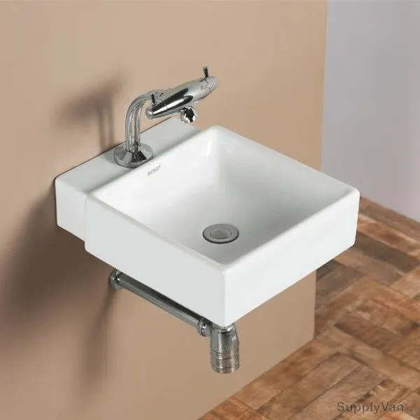 Sonet Wash Basin, 19001, Solid, Wall Hung, 14 x 18 Inch, White
