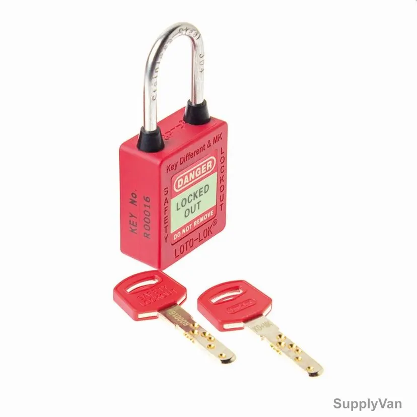 Loto-Lok Three Point Traceability Padlock, 3PTPRKDMKR40, Nylon and Stainless Steel, 40 x 5MM, Red