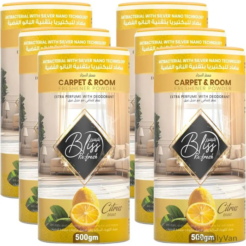 Swish Super Bliss Fresh Carpet Deodorizer and Room Freshener Powder, Fresh Citrus, 500GM, 6 Pcs/Pack — image 1