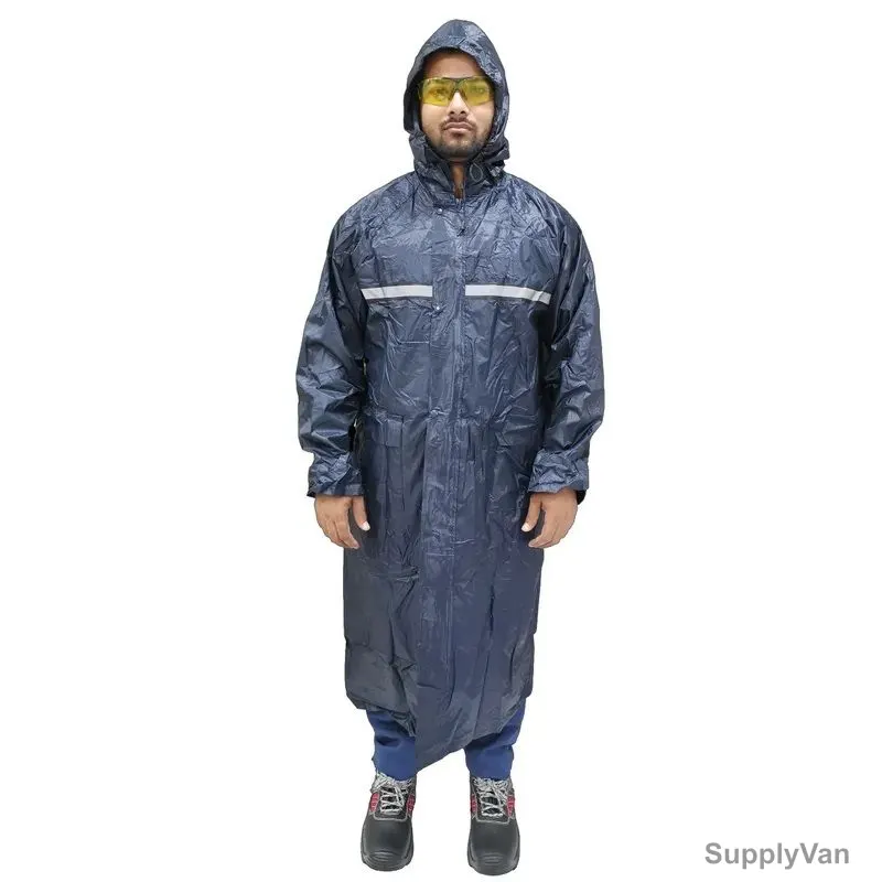 Workman Rain Coat, REF-DW03, Polyester/PVC, 0.18MM Thk, XL, Navy Blue