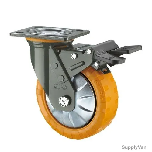 Supo Heavy Duty Break Type Wheel, Polyurethane, 8 Inch Wheel Dia, 800 Kg Loading Capacity