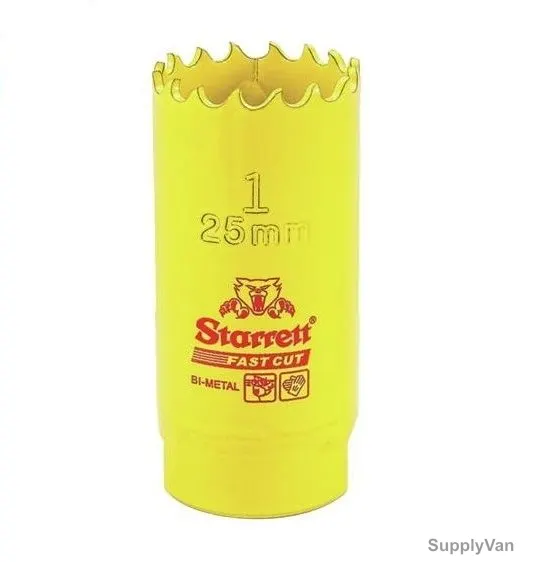 Starrett Hole Saw, FCH0100, High Speed Steel, 25MM, 5.5 TPI, Yellow